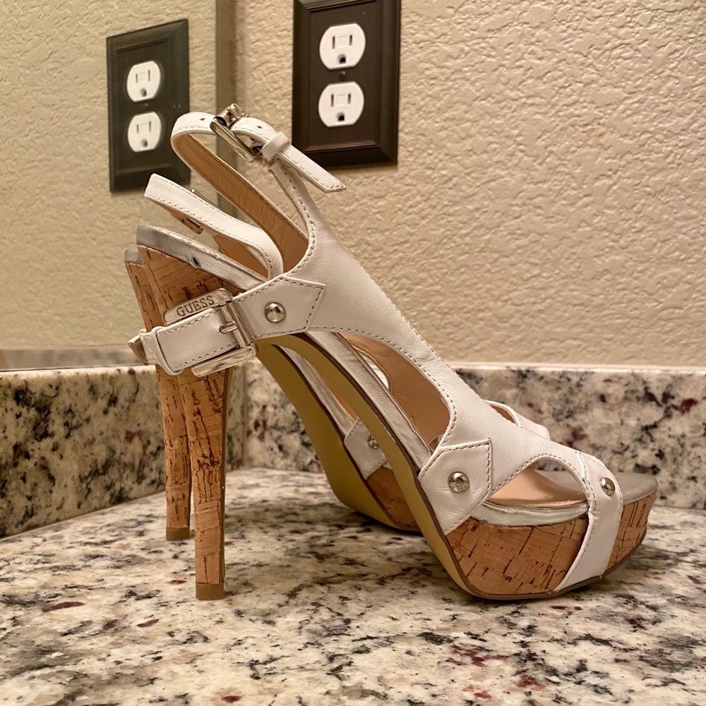 GUESS 5.5” white heels